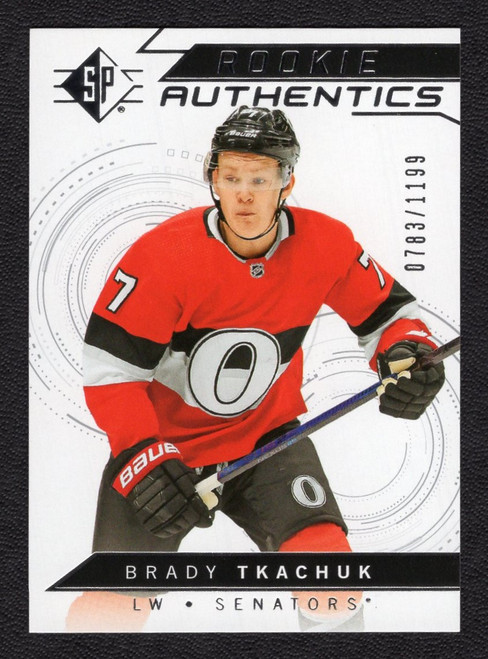 2018-19 Upper Deck SP #110 Brady Tkachuk Rookie Authentics 0783/1199