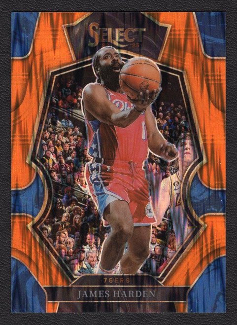 2022/23 Panini Select #125 James Harden Premier Level Orange Flash Prizm