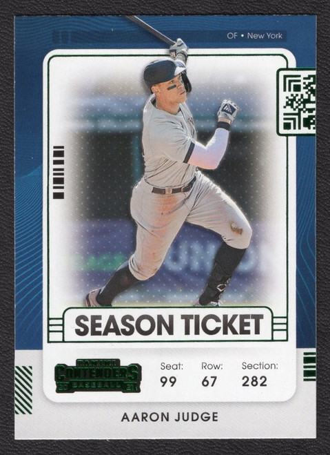 2021 Panini Contenders #59 Aaron Judge Season Ticket Green Foil