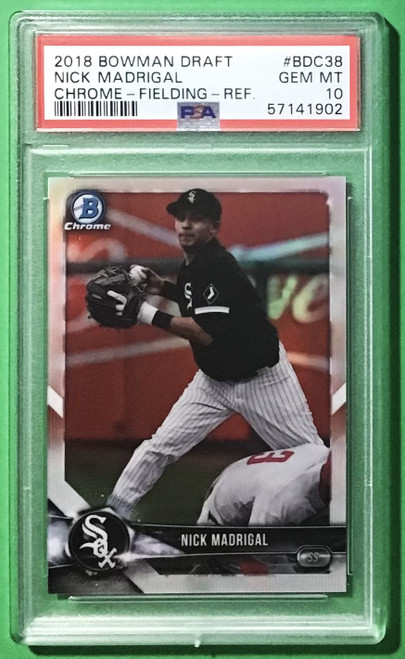 2018 Bowman Draft #BDC-38 Nick Madrigal Fielding Variation Chrome Refractor PSA 10 Gem