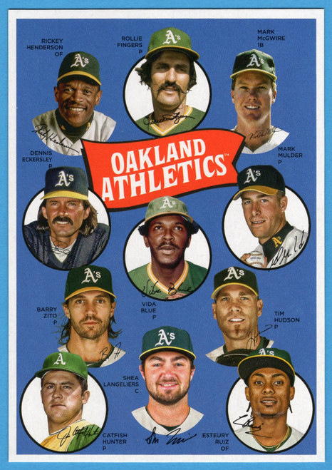 2023 Topps Archives #H69-OAK Oakland Athletics 1969 Topps Team History Post Card Tin Topper
