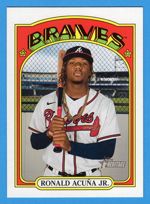 2021 Topps Heritage #OB-RA Ronald Acuna Jr. Oversized 1972 Topps Box Toppers