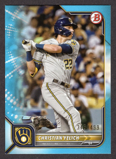 2022 Bowman #94 Christian Yelich Sky Blue Parallel 346/499