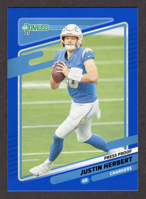 2021 Panini Donruss #70 Justin Herbert Press Proof Blue Parallel