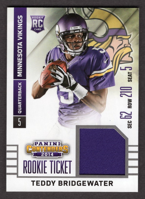 2014 Panini Contenders #RTS-39 Teddy Bridgewater Rookie Ticket Jersey Relic