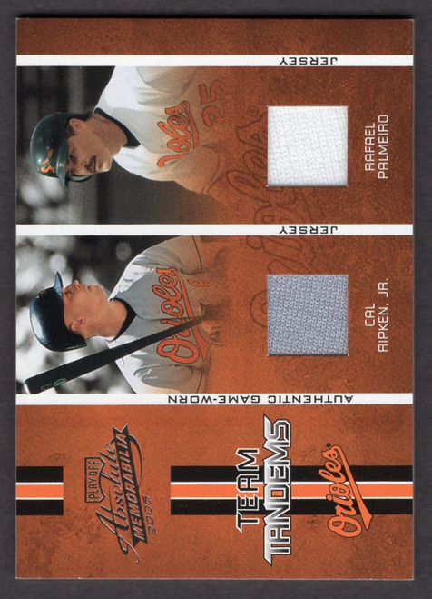 2005 Donruss Absolute Memorabilia #TT-35 Cal Ripken, Jr. / Rafael Palmeiro Team Tandems Dual Game Used Jersey Relic 067/125