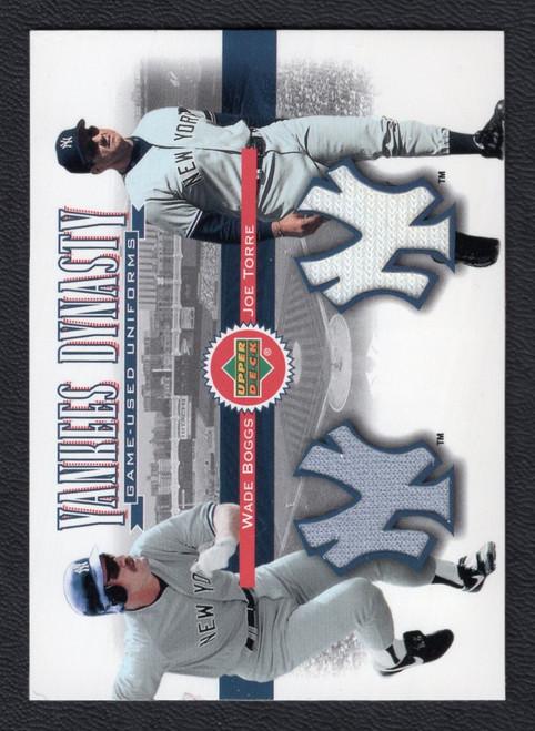 2001 Upper Deck #YD-BT Wade Boggs / Joe Torre Yankees Dynasty Game Used Jersey Relic