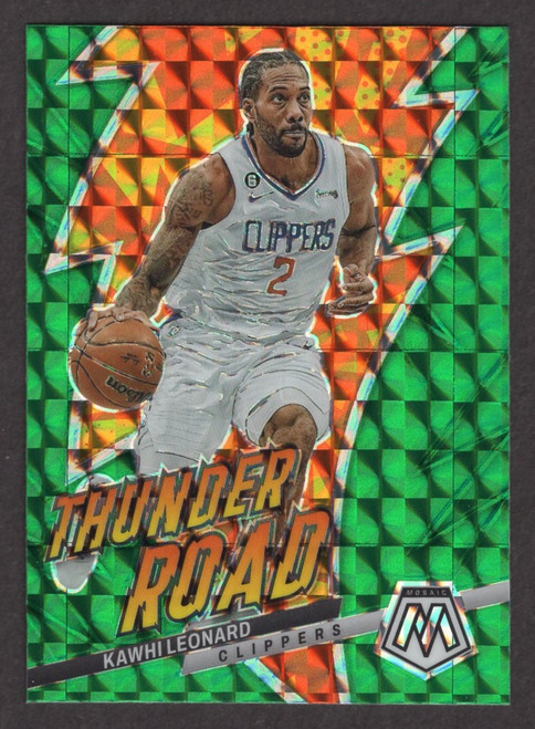 2022/23 Panini Mosaic #8 Kawhi Leonard Thunder Road Green Prizm