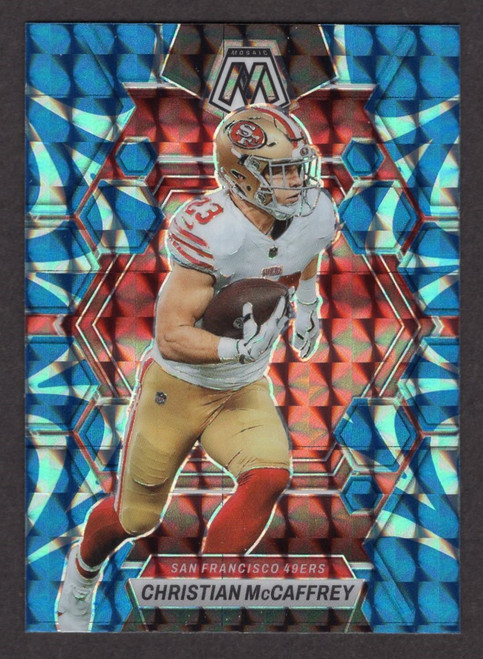 2023 Panini Mosaic #213 Christian McCaffrey Blue Reactive Prizm