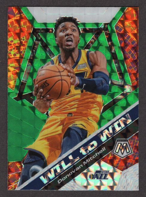 2019/20 Panini Mosaic #16 Donovan Mitchell Will To Win Green Prizm