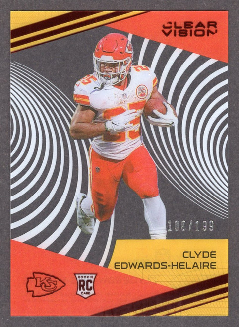 2020 Panini Chronicles #CV-5 Clyde Edwards-Helaire Clear Vision Red Parallel Rookie/RC 100/199