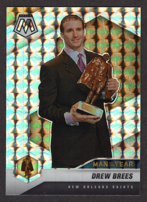 2021 Panini Mosaic #264 Drew Brees Man of the Year Silver Prizm