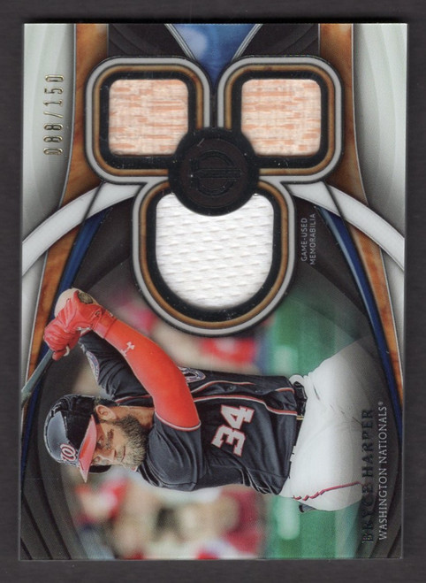 2018 Topps Tribute #TTR-BH Bryce Harper Game Used Triple Jersey Bat Relic 088/150