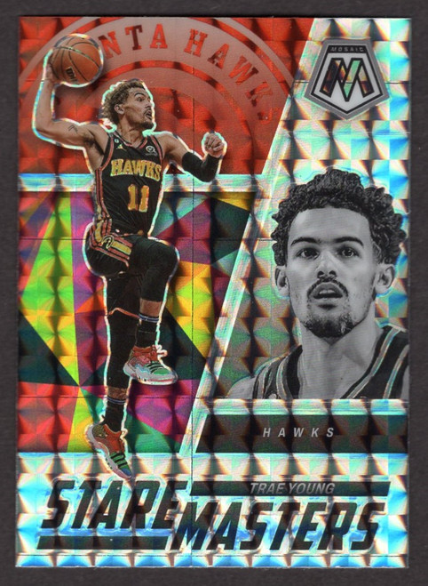 2022/23 Panini Mosaic #16 Trae Young Stare Masters Silver Prizm