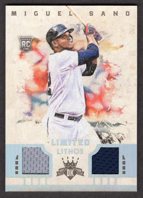 2016 Panini Diamond Kings #LL-MS Miguel Sano Limited Lithos Rookie/RC Dual Jersey Relic 84/99