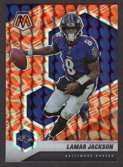 2021 Panini Mosaic #19 Lamar Jackson Orange Reactive Prizm