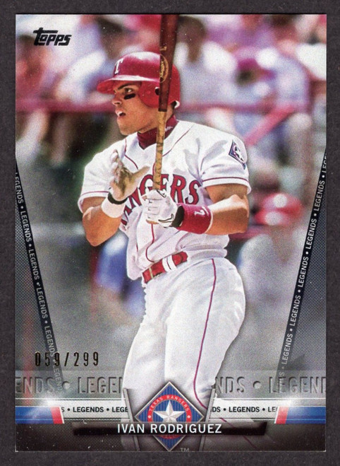 2018 Topps Series 2 #TS-35 Ivan Rodriguez Legends Salute Black Parallel 059/299