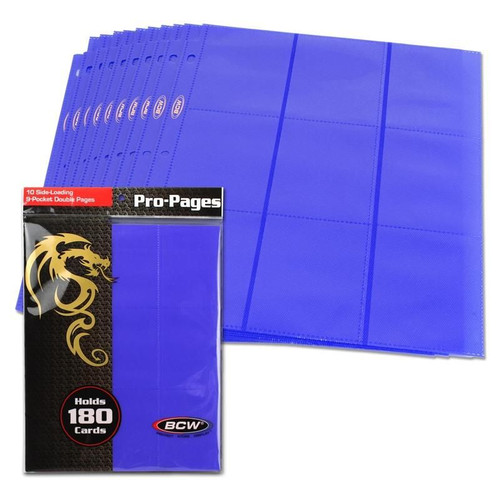 BCW Pro Double-Sided 9-Pocket Pages 10ct Pack - Blue (Side Load)