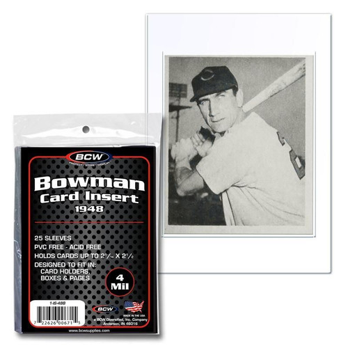BCW 1948 Bowman Insert Sleeve 25ct Pack / Case of 50