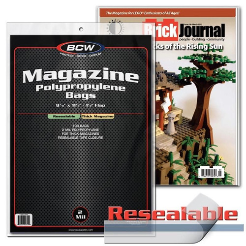 BCW Resealable & Thick Magazine Bags 100ct Pack