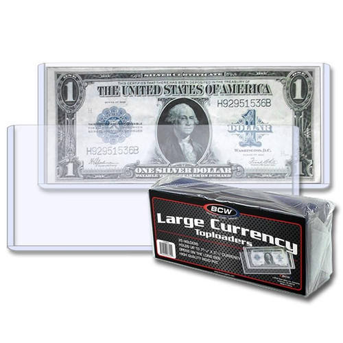 BCW Currency Topload Holder - Large Bill 25ct / Case of 20