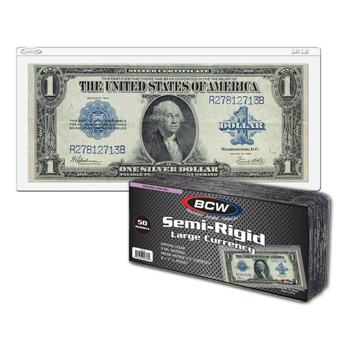 BCW Semi-Rigid Currency Holder - Large Bill 50ct