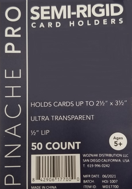 Pinache Pro Semi-Rigid Card Holders (Grading Submission Size) 50ct / Case of 50