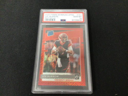 2020 Donruss Optic PSA 10 JOE BURROW Rated Rookie Hybrid Red Mojo