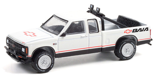 1991 Chevrolet S-10 Baja Extended Cab Pickup Truck White with Graphics "All Terrain" Series 12 1/64 Diecast Model Car by Greenlight