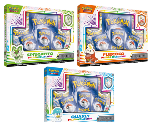 Pokemon Paldea Collection Box - Set of 3 (Sprigatito / Fuecoco / Quaxly)
