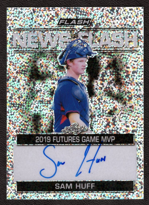 2019 Leaf Flash #NF-SH1 Sam Huff News Flash Silver Sparkle Autograph