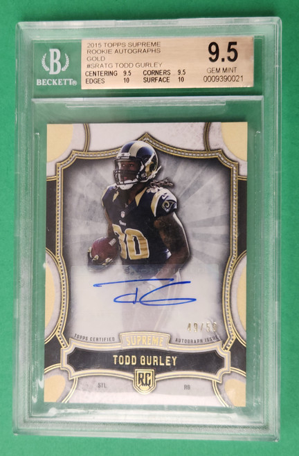 2015 Topps Supreme #SRA-TG Todd Gurley Rookie Autographs Gold 49/50 Beckett 9.5 