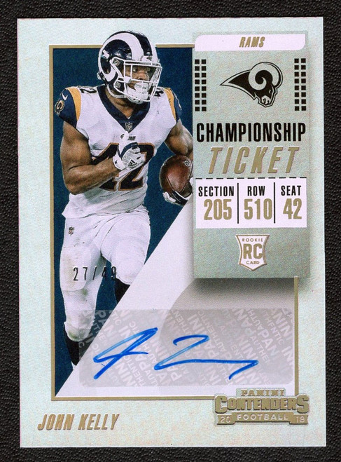 2018 Panini Contenders #186 John Kelly Rookie Ticket Autograph 27/49