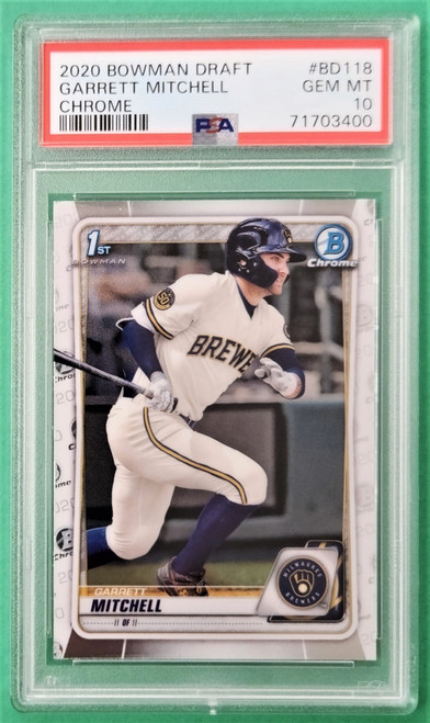 2020 Bowman Draft Chrome #BD-118 Garrett Mitchell 1st Bowman PSA 10