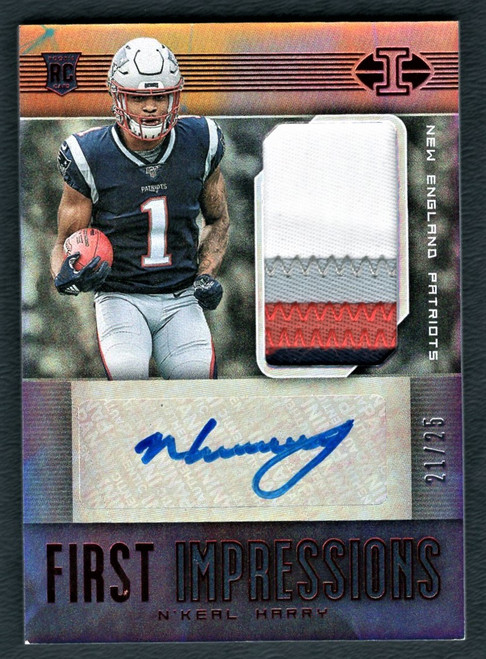 2019 Panini Illusions #132 N'Keal Harry First Impressions Rookie Patch Autograph 21/25