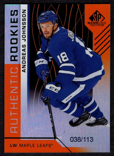 2018-19 Upper Deck SP Game Used #116 Andreas Johnsson Authentic Rookies Orange 038/113