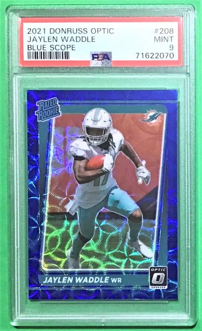 2021 Panini Donruss Optic #208 Jaylen Waddle Blue Scope Rated Rookie PSA 9