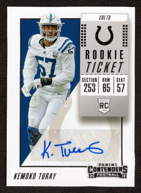 2018 Panini Contenders #143 Kemoko Turay Rookie Ticket Autograph