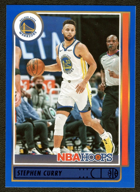 2021/22 Panini Hoops #18 Stephen Curry Blue Parallel 
