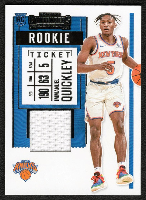 2020/21 Panini Contenders #RS-IQK Immanuel Quickley Rookie Ticket Jersey Relic