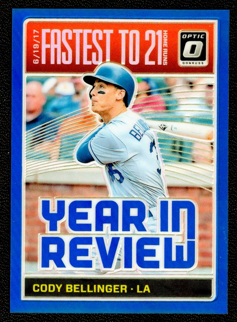 2018 Panini Donruss Optic #YR10 Cody Bellinger Year In Review Blue Prizm 141/149