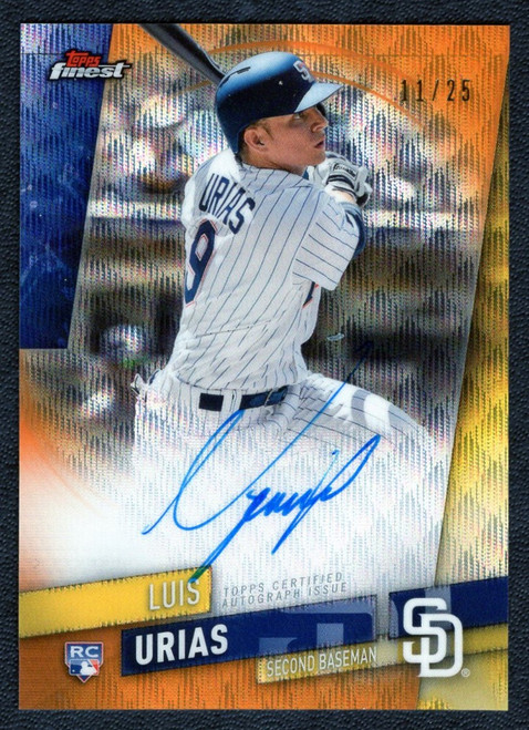 2019 Topps Finest #FA-LU Luis Urias Rookie Orange Wave Refractor Autogragh 11/25