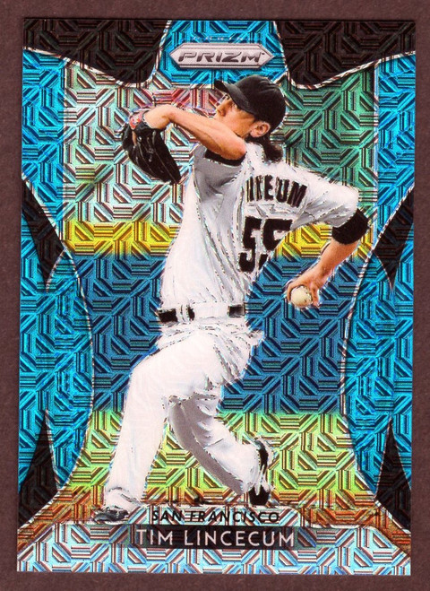 2019 Panini Prizm #297 Tim Lincecum Blue Mojo Prizm 128/399