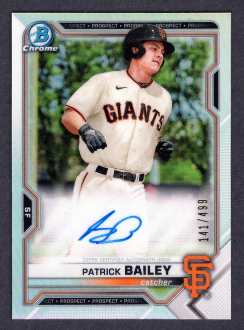 2021 Bowman Chrome #CPA-PB Patrick Bailey Refractor Autograph 141/499