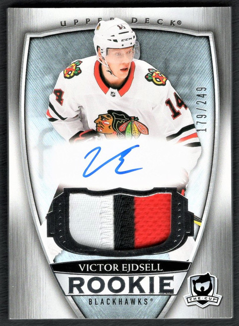 2018-19 Upper Deck The Cup #74 Victor Ejdsell Rookie Jersey Patch Autograph 179/249