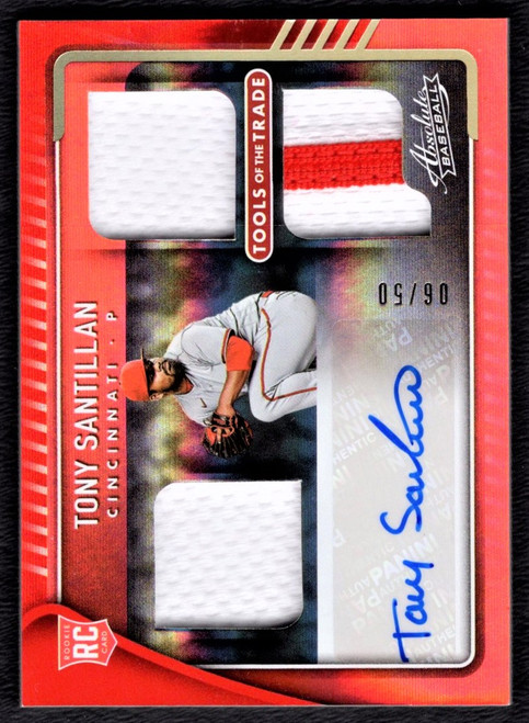 2022 Panini Absolute #TT3S-TS Tony Santillan Tools Of The Trade Triple Jersey Relic Rookie Autograph 06/50