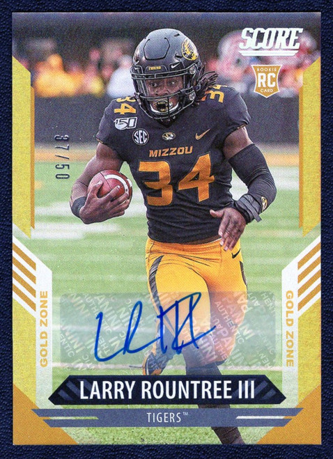 2021 Panini Score #373 Larry Rountree III Gold Zone Rookie Autograph 37/50