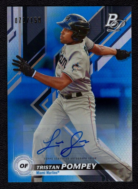 2019 Bowman Platinum #TOP-40 Tristan Pompey Blue Parallel Prospect Autograph 071/150