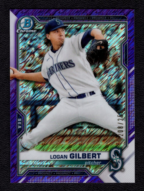 2021 Bowman Chrome #BCP-152 Logan Gilbert Purple Shimmer Refractor 208/250