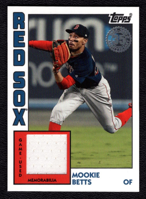 2019 Topps Series 2 #84R-MB Mookie Betts 35th Anniversary 1984 Design Game Used Jersey Relic 